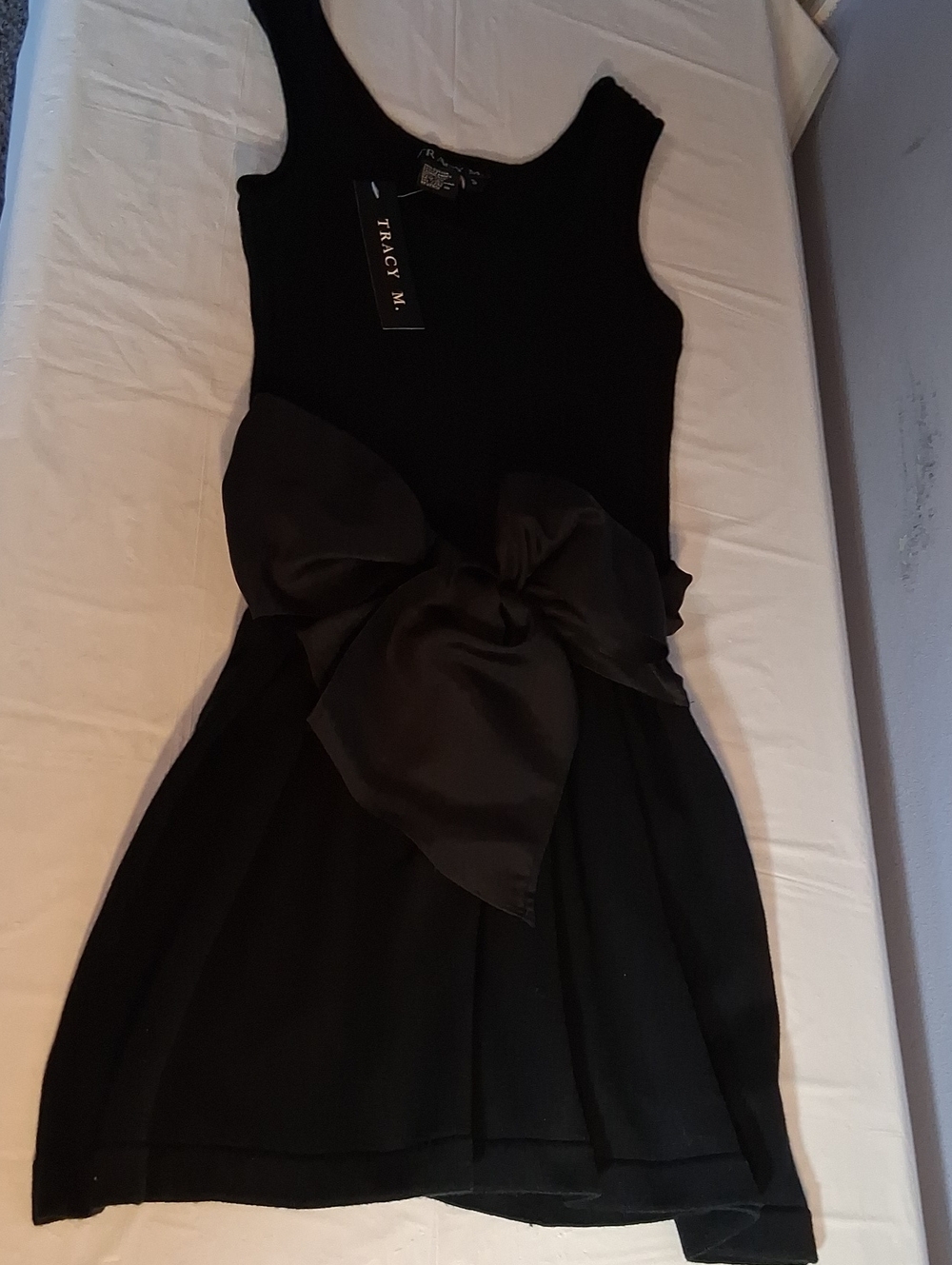 Y2K Vintage Tracy M Black Tank Top with Silky  Bow-Accent Mini Dress Size S